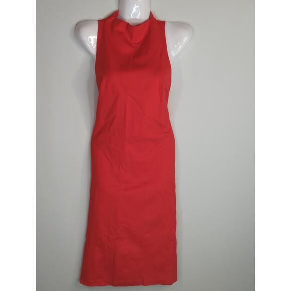 Babaton Red Matheson High Neck Sleeveless Midi Dress Size 4 Holiday Valentine - Picture 3 of 13